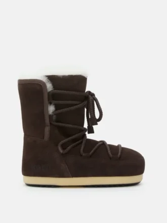 Bottes Evx en daim marron foncé et peau de mouton
