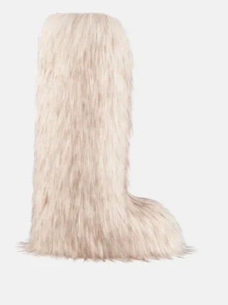 Bottes hautes Yeti blanches en fausse fourrure Jacquemus + Moon Boot