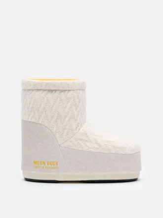 Bottes Moon Boot X Guest in Residence Icon Low sans lacets en tricot blanc sable