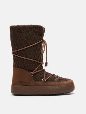Bottes Moon Boot X Guest in Residence Ltrack en tricot couleur cacao Bottes Moon Boot X Guest in Residence Ltrack en tricot couleur cacao